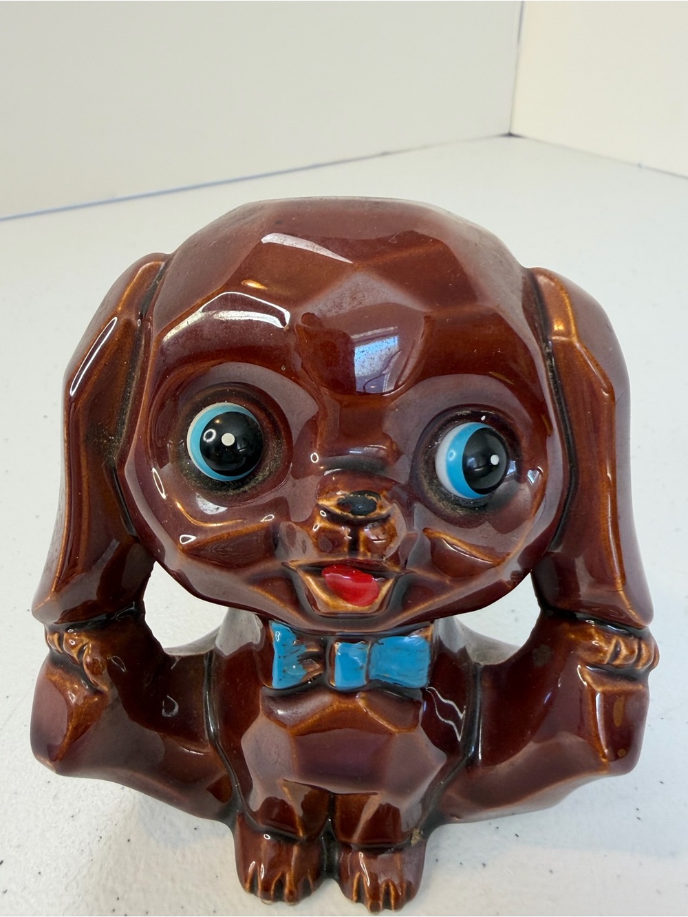 Vintage Puppy Dog Ceramic Piggy Coin Bank Figurine Retro 70s Home Decor kitsch - Picture 2 of 9